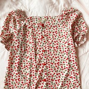 cherry button blouse
